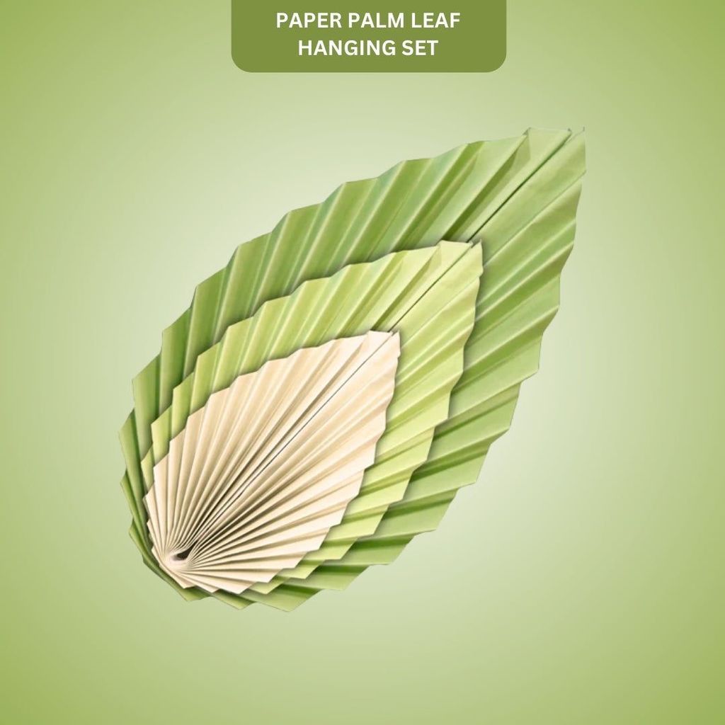 Palm Leaf Shaped Hanging Paper Fan Set - 3PC - Party and Festive Needs | Buy online on ZillyBuy