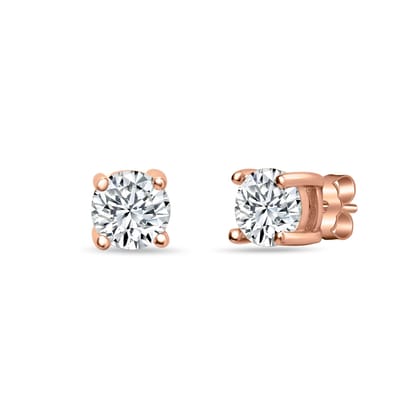Glimmering Lady Sterling Silver Rose-Gold Studs for Women - Extra Big