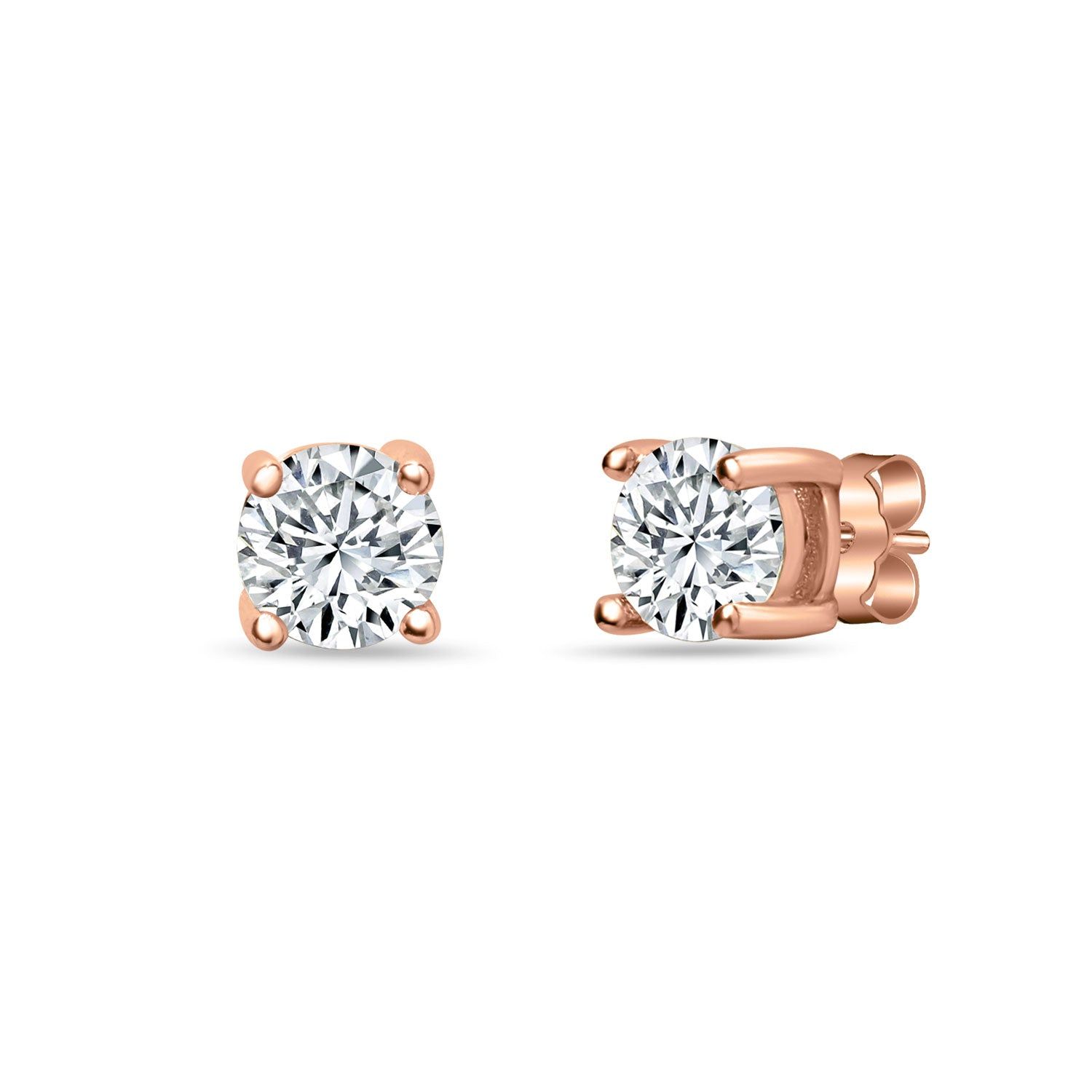 Glimmering Man Sterling Silver Rose-Gold Stud for Men - Extra Big