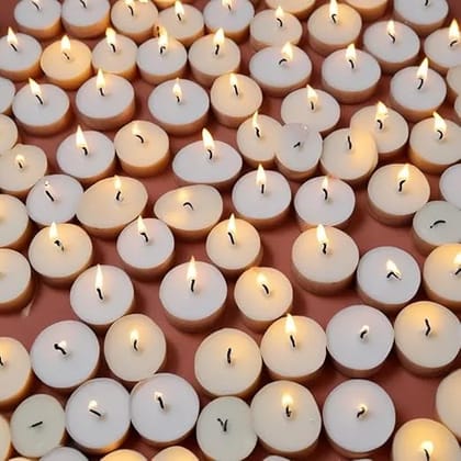 Bindian Unscented Tealight Candles, 100% Paraffin Wax, Smokeless, 1-1.5 Hour Burn Time, Dripless, for Home Decor, Offices & Other (Pack of 50 Multicolor)