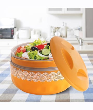 CrossPan Jumbo Casserole Orange Steel Thermoware Casserole ( Set of 1 , 3000 mL )