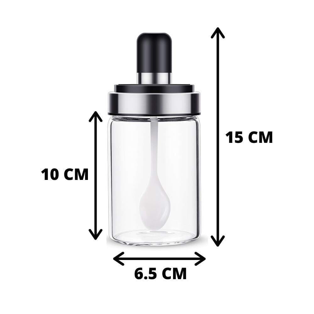Femora Borosilicate Glass Spice Jars and Honey Jar with Spoon 250 ML - Set of 2