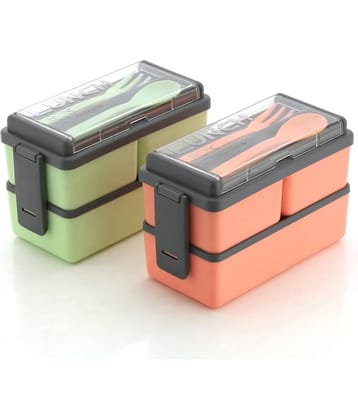 DarkShri - Multicolor Plastic Lunch Box ( Pack of 2 )