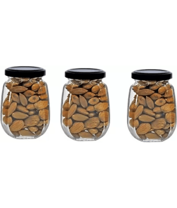 CROCO JAR - Black Glass Food Container ( Pack of 3 )
