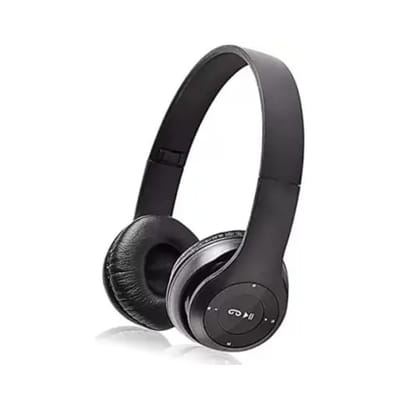P47 Wireless Bluetooth Headphones with Mic | Foldable Over-Ear Stereo Headset | Deep Bass Sound | FM Radio | TF Card & AUX Support (Random Color)