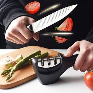 K kudos 3 Stages Knife Sharpener Ceramic, Diamond and Stainless Steel Knife Knives Scissor and Blade Sharpening