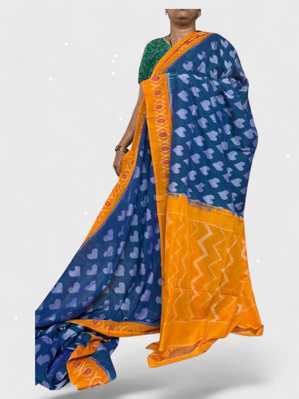 POCHAMPALLY IKKAT COTTON BLUE YELLOW
