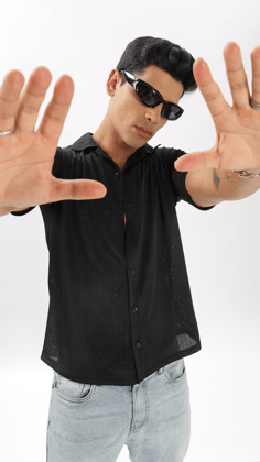 Black Luxe Layer Shirt-S