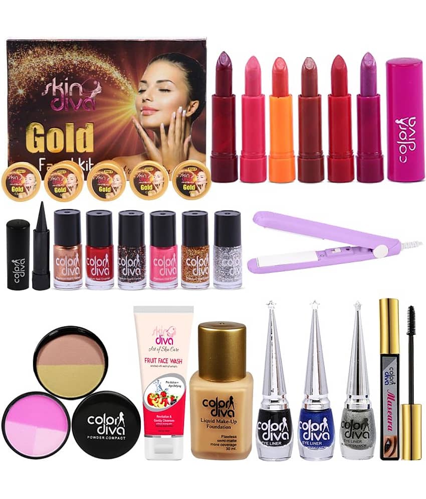 Adbeni Karwa Chauth Makeup Combo With Facial Kit & Hair Straightner Set of 23 Face 391