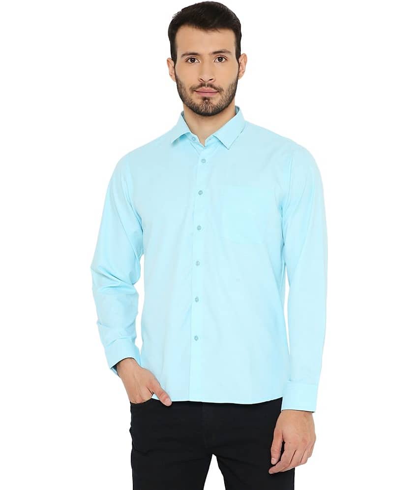 Maharaja - Blue Cotton Blend Slim Fit Men's Formal Shirt ( Pack of 1 )