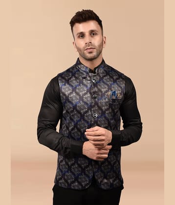 PRINTCULTR Black Cotton Blend Men's Nehru Jacket ( Pack of 1 )
