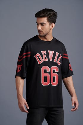 Devil Signature Jersy 66 Printed Black & Burgundy for Men
