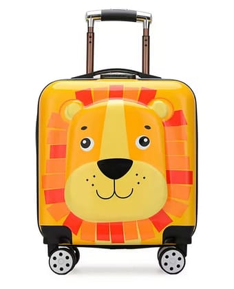 Kids Travel Trolley Bag, Hard Polycarbonate Case, Light Weight, 360 Degree Wheeling System, Suitcase for Kids - Tiger
