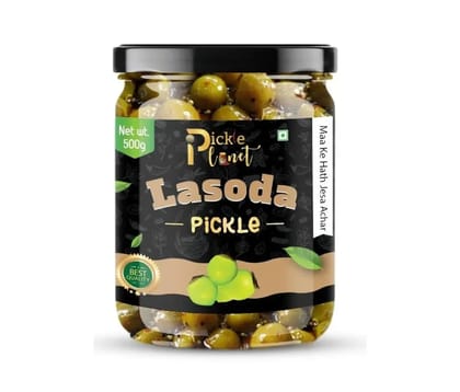 Pickle Planet Lasoda Pickle | Homemade Pickle | Authentic, Tangy & Delicious Taste | No Artificial Color and Flavors | Gluten Free | Lasode ka achar (500g)