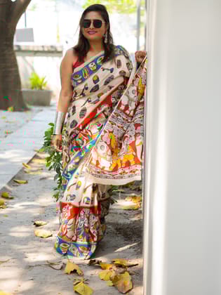 Musical kalamkari Silk Saree