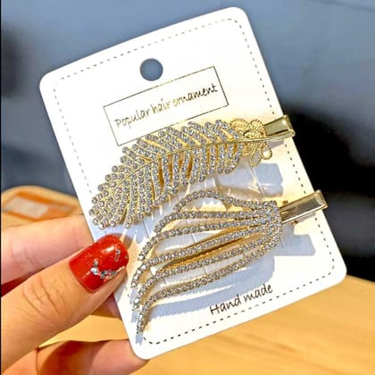 Set Of 2 | Luxe Gold Feather Hair Clip Set