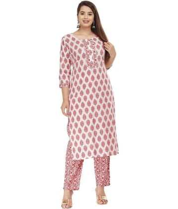 JC4U - Pink Straight Cotton Women's Stitched Salwar Suit ( Pack of 1 )
