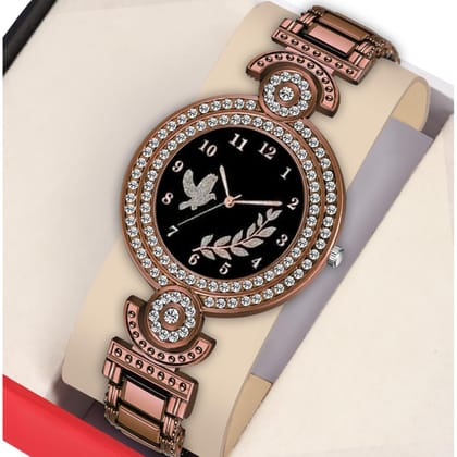 Bolun Black Fly Bird Dial Brown BD Girls and Women Watch