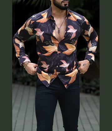 VENIZ WESTERN WEAR Poly Cotton Regular Fit Printed Full Sleeves Men's Casual Shirt - Black ( Pack of 1 )