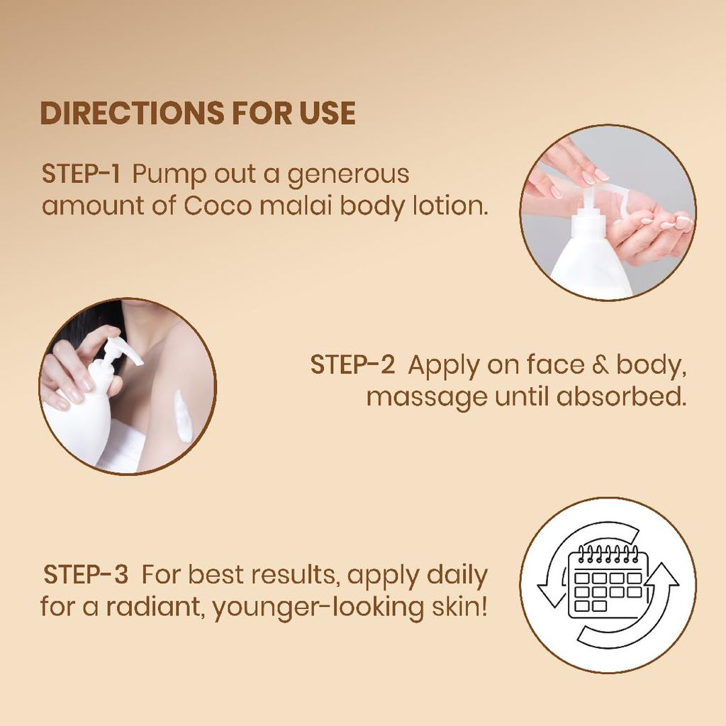 Spring H2O Coco Malai Body Lotion, Deep Moisturizing Formula With Cocoa Butter & Pro-Vitamin B5, Skin Whitening & Hydration, 400Ml