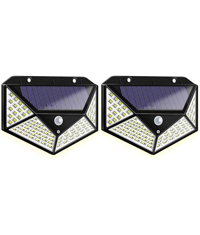 18-ENTERPRISE Solar Rechargable Light Outdoor 100 LEDs Solar Motion Sensor Light with Solar Panel and 3 Modes with IP65 Protection, Waterproof and Dustproof with Wide Angle Lighting Pack of 2.