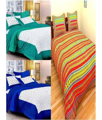 Uniqchoice Cotton 3 Double Bedsheets with 6 Pillow Covers ( 240 cm x 215 cm )