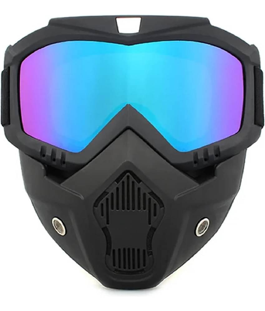 Goggle Mask Anti Scratch UV Protective Open Face & Eyewear Windproof Dirt Shield Adjustable Strap Soft Foam Padded Detachable for Cycling Bike Off Road Racing Riding Unisex (Rainbow)
