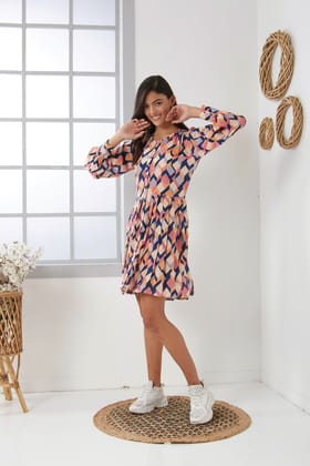 Multi colour crepe dress-S
