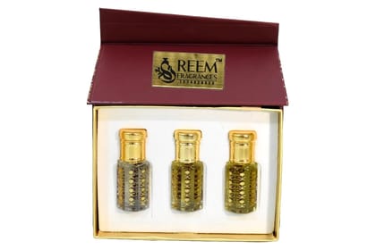 Reem Fragrances Premium Oudh Attar Pack (Set of 3) - 6 ml each, Long-Lasting, Non-Alcoholic