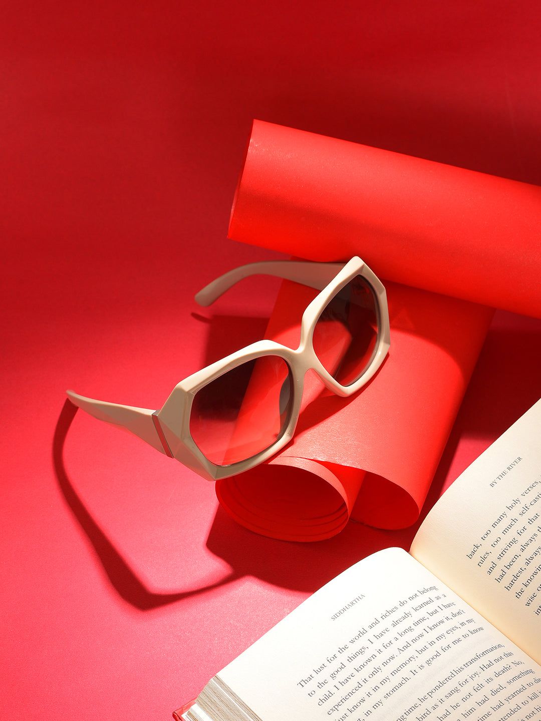 Purple Lens White Oversized Sunglasses-Sunglasses