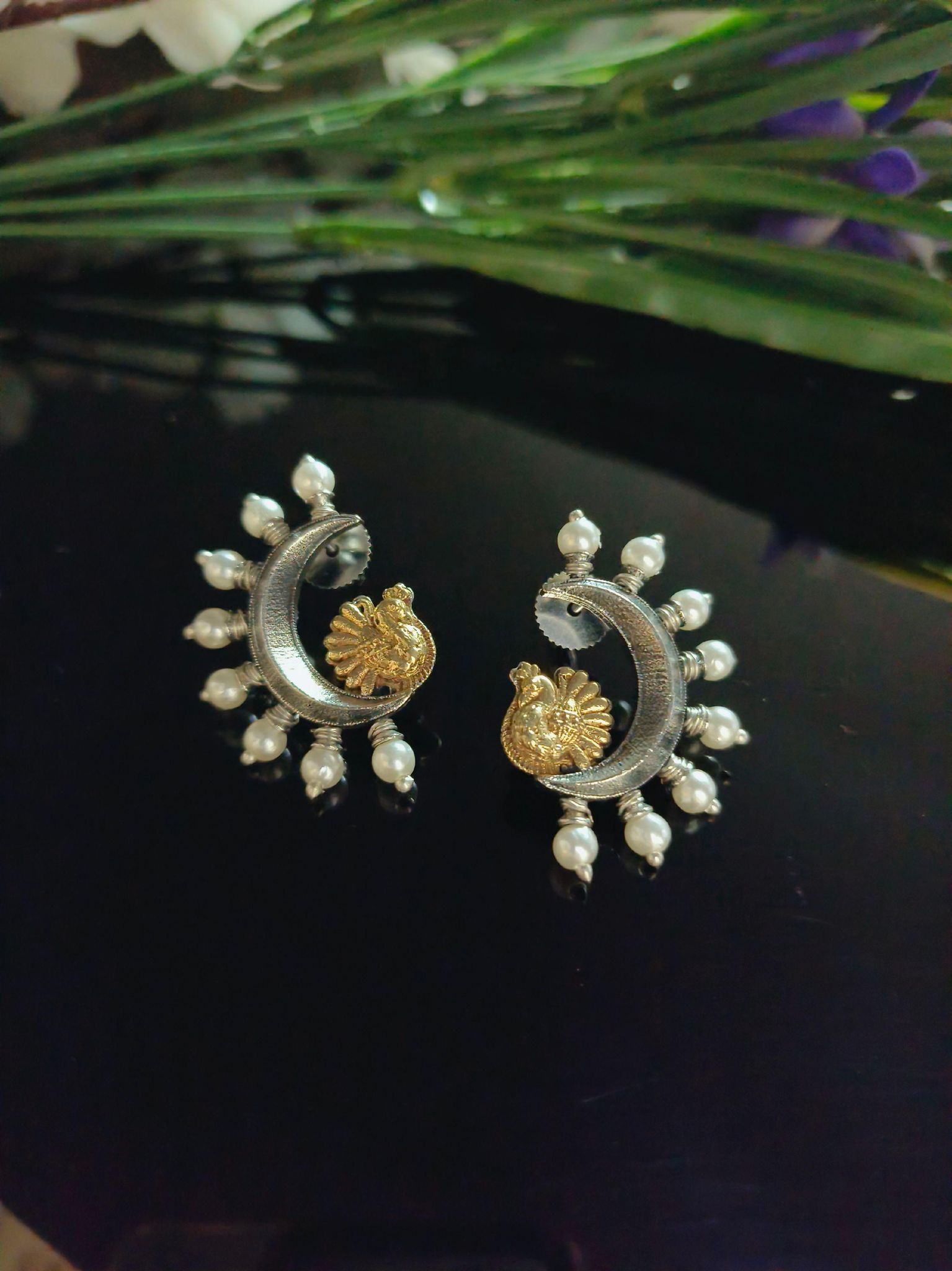 Pearl Oxidised Ear Cuffs | Sarichka