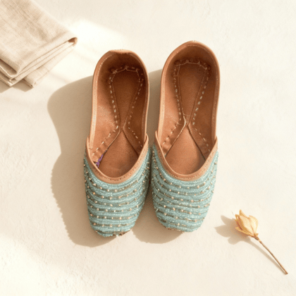 Sky Blue Patiala Punjabi Jutti