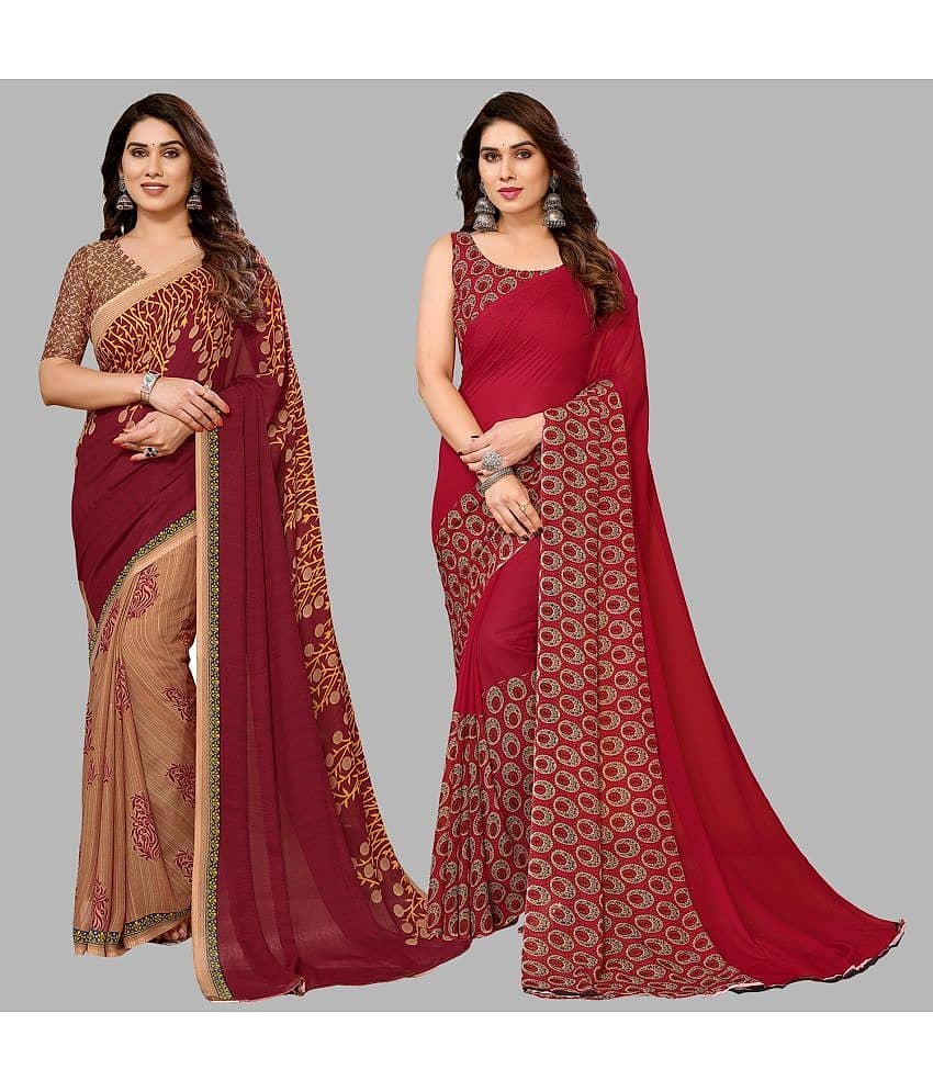 ANAND SAREES Georgette Printed Saree With Unstitched Blouse Piece ( Multicolor )