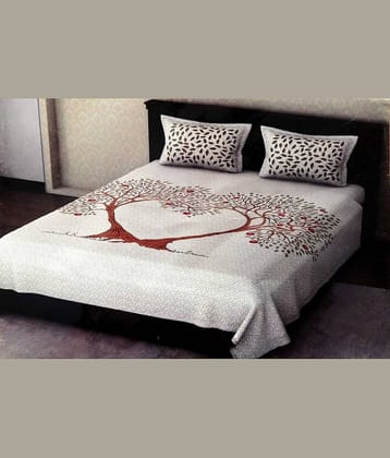 PETROSOLY Cotton 1 Double King Bedsheet with 2 Pillow Covers ( White )