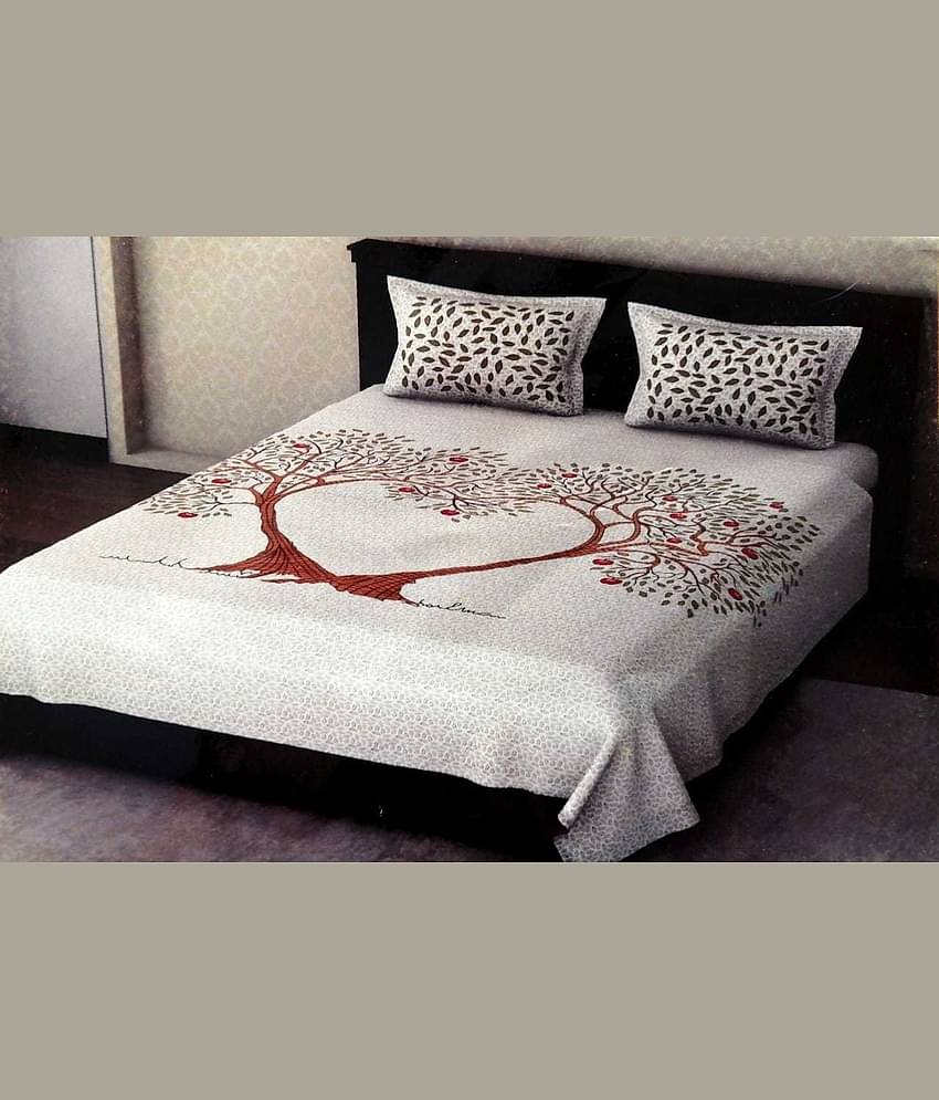 PETROSOLY Cotton 1 Double King Bedsheet with 2 Pillow Covers ( White )