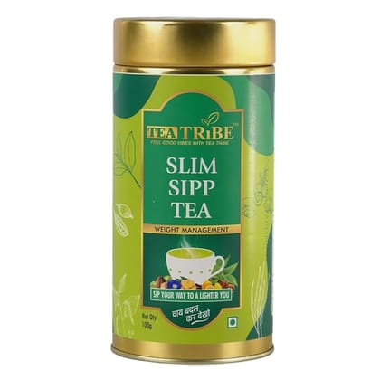 TEA TRIBE Herbal Tea Slim Sipp Green Blend Loose Leaf Tea 100 Gm Pack for Steeping and Herbal Formulation