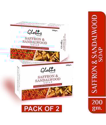 Globus Naturals Saffron & Sandalwood Soap for lighten and brighten Skin Bathing Bar 100g (Pack of 2)