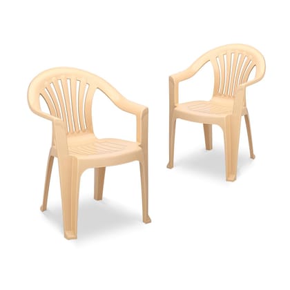 MAHARAJA 100% Virgin Plastic Chair for Home,Office | Comfortable | ArmRest | Bearing Capacity Upto 200Kg Plastic Outdoor Chair
