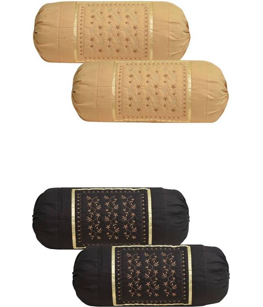 MAHALUXMI COLLECTION - Pack of 4 Microfiber Embroidered Standard Size Pillow Cover ( 81.28 cm(32) x 40.64 cm(16) ) - Multi