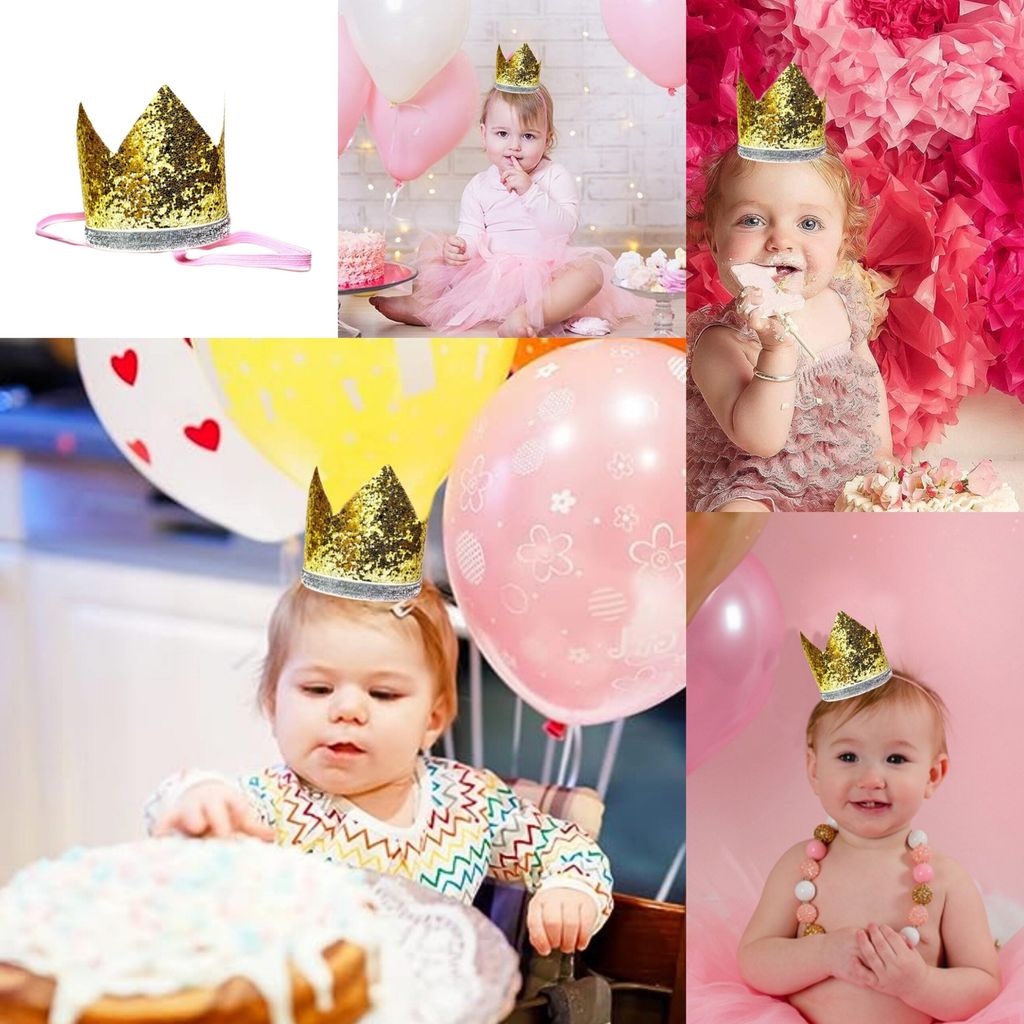 Kids Crown Gold Cap w/Pull Elastic & Customizable