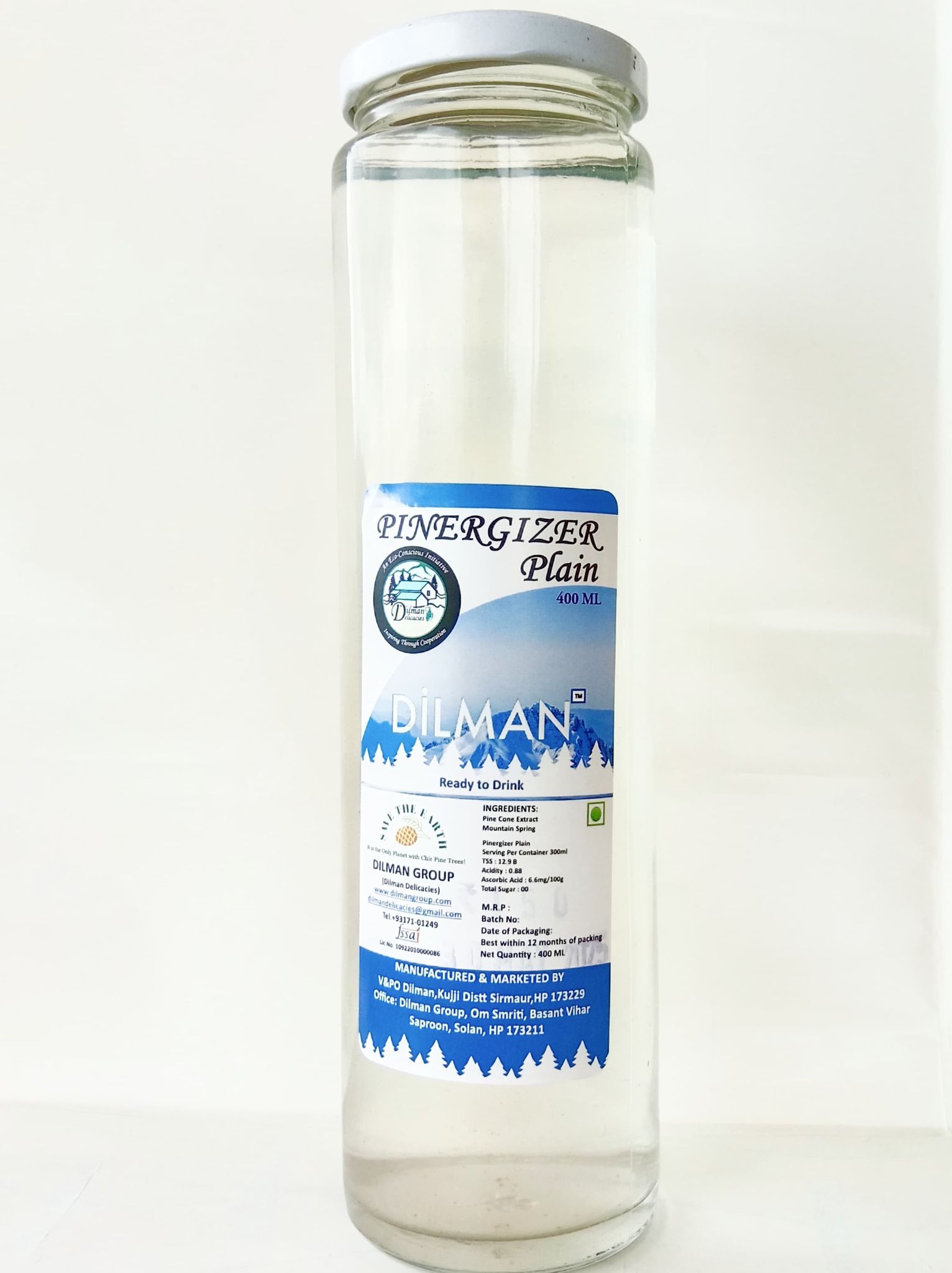 Dilman PINERGIZER Plain Ready-to-Drink Pine Cone & Mountain Spring Beverage 400ml