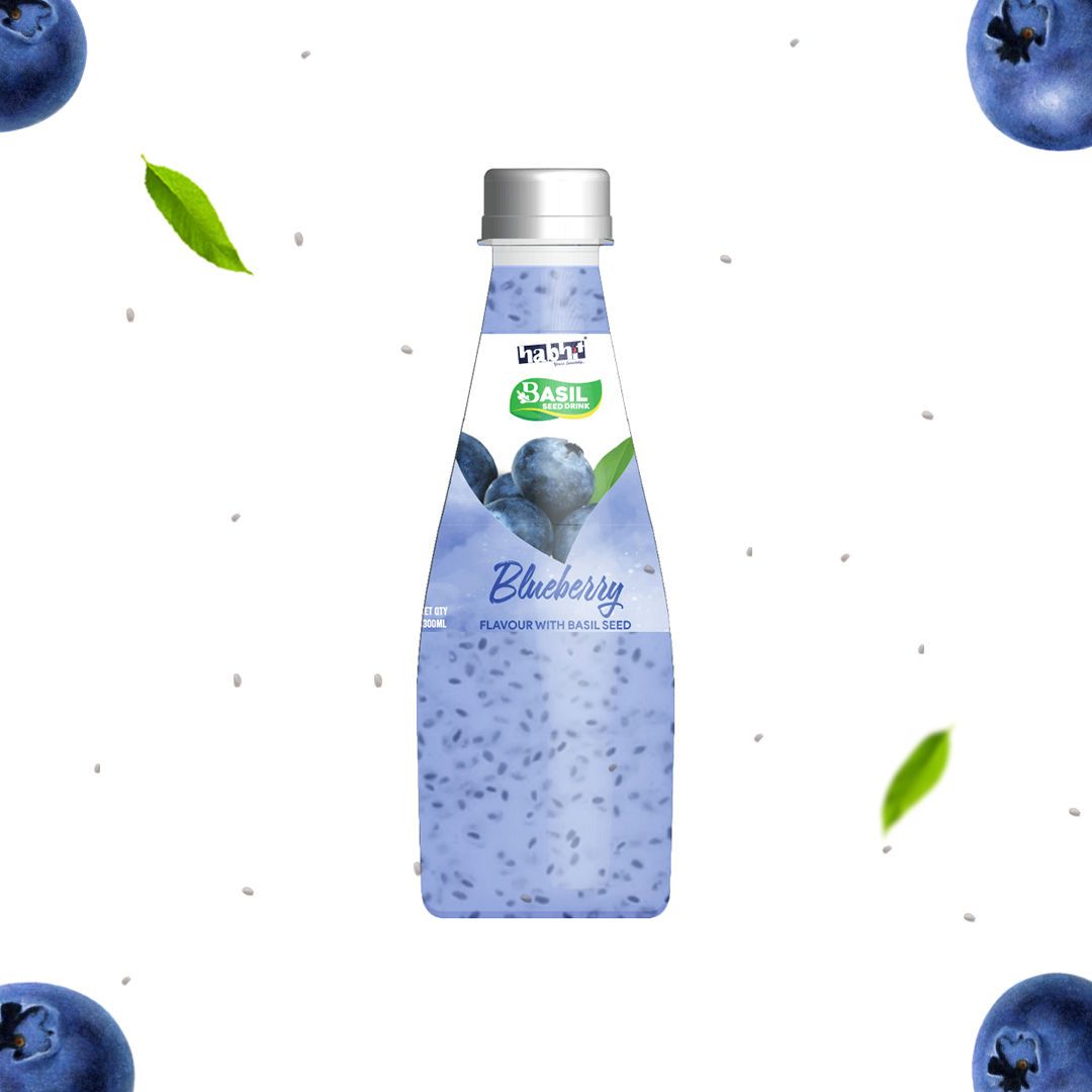 Habhit Basil Seeds Blueberry Juices, 300 ml - Pack of 6