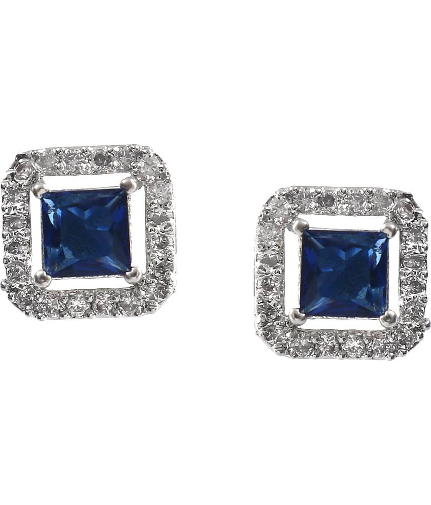 Jewar Mandi - Navy Blue Stud Earrings ( Pack of 1 )