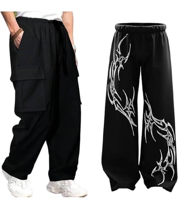 attitude start of fashion Black Lycra Men's Trackpants ( Pack of 2 )