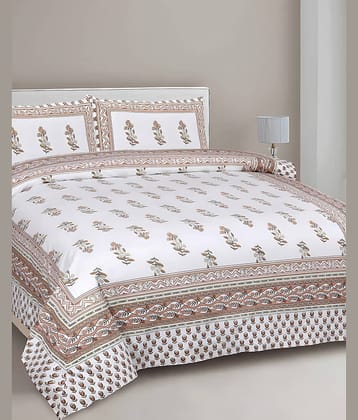 Bombay Spreads Cotton 1 Double King Bedsheet with 2 Pillow Covers ( Beige )