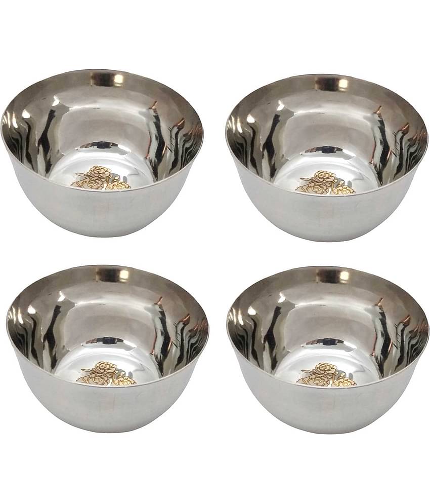 A & H ENTERPRISES - Heavy Sabzi Bowl /Katori LASER Stainless Steel Cereal Bowl 200 mL ( Set of 4 )