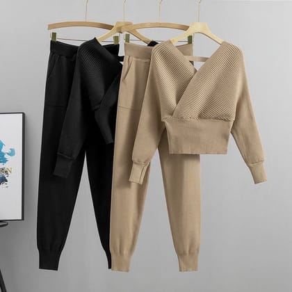 Husky knit tracksuit-Black / XS