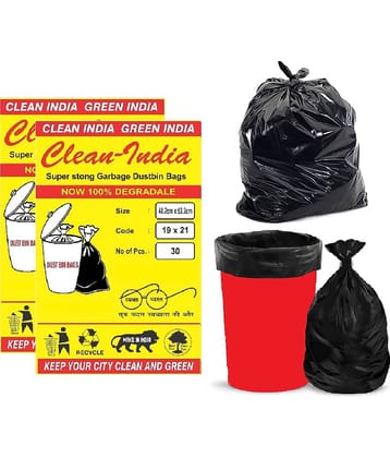 Clean India Medium 60 pcs Garbage Bags - 2 packs of 30 Pcs - 60 pcs - 19X21 Black Medium Disposable Garbage Trash Waste Dustbin Kitchen Bags & Covers