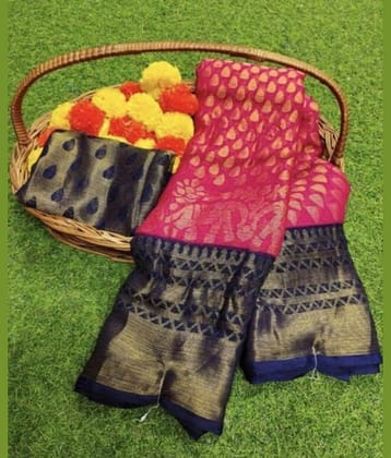 Sanwariya Silks Brasso Printed Saree With Unstitched Blouse Piece ( Navy Blue )