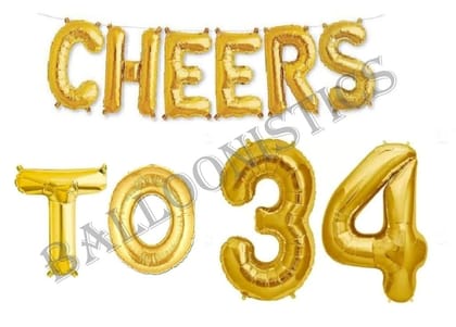 Cheers to Thirthy Four Foil Balloon Combo Number 30 Foil Balloon for Birthday and Anniversary